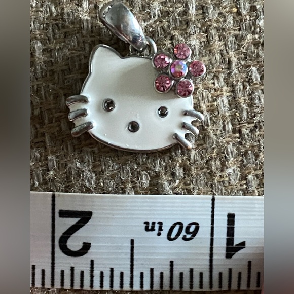 Vintage Sanrio Hello Kitty Charm Swarovski Crystal flower enamel charm necklace - Picture 2 of 3